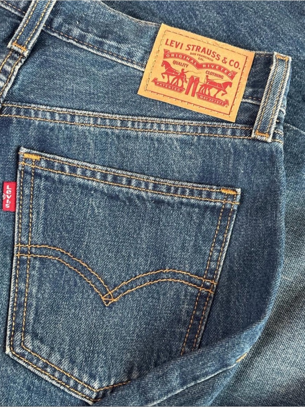 Levi's Dark Blue Denim Low Pro Straight Jeans.